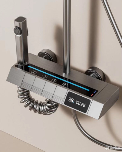 ست دوش پیانویی دیجیتال با نور خطی LED و طراحی مدرن